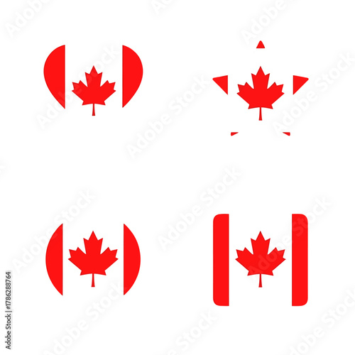 Diverse Canada Flag Shapes Heart, Star, Circle, Square