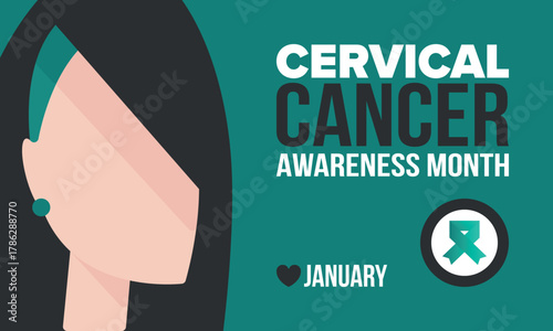 Cervical Cancer Awareness Month. Celebrate annual in January. Woman healthcare. Girl solidarity. Cancer prevention. Female disease. Medical healthcare concept. Poster, banner and background. Vector