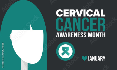 Cervical Cancer Awareness Month. Celebrate annual in January. Woman healthcare. Girl solidarity. Cancer prevention. Female disease. Medical healthcare concept. Poster, banner and background. Vector