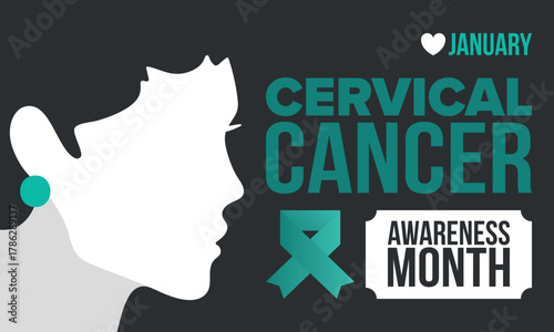 Cervical Cancer Awareness Month. Celebrate annual in January. Woman healthcare. Girl solidarity. Cancer prevention. Female disease. Medical healthcare concept. Poster, banner and background. Vector