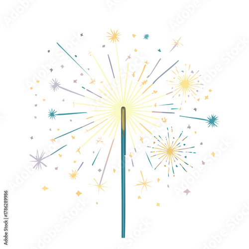 Colorful abstract sparkler illustration with starburst effects