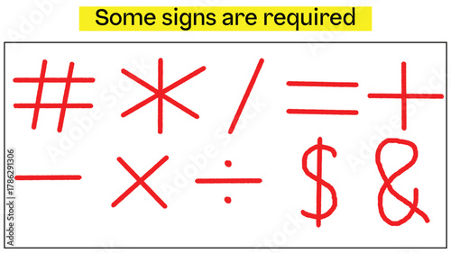 mathematics, math, symbol, sign, education, business, arithmetic, geometric, shape, algebra, calculation, mathematical, plus Red check mark and cross business concept illustration