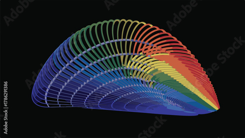 rainbow colored fan on black background