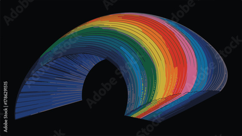 rainbow colored fan on black background