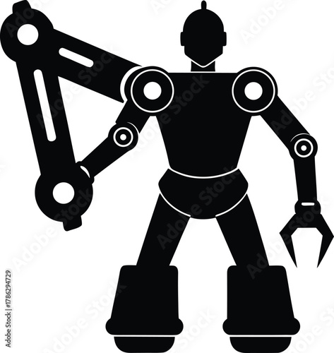 A Robotic Arm holding a tool silhouette illustration