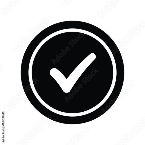 Black circle with white check mark symbol tick