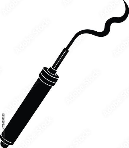 A soldering iron with a wisp of smoke silhouette.