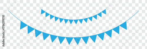 Festive flag garland vector illustration. Retro bunting in simple flat style, isolated on white background. Simple black and white illustration of two decorative bunting banner designs. Festa Junina 