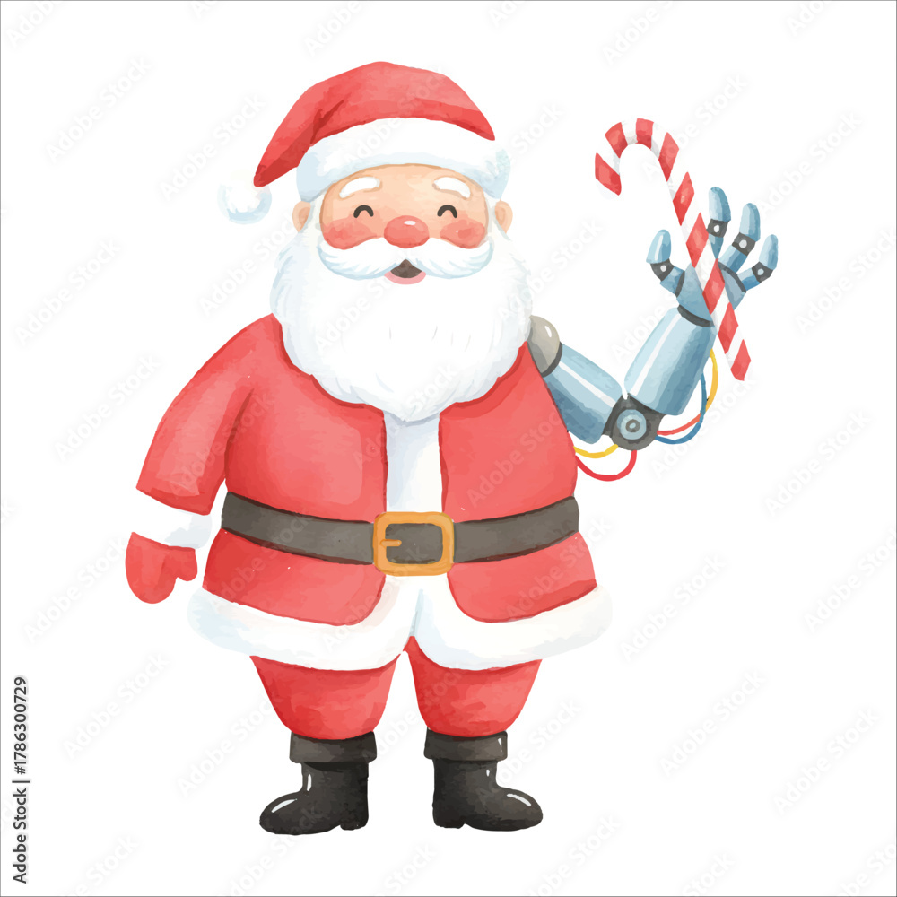 Fototapeta premium Santa as Cyborg Watercolor Vector 