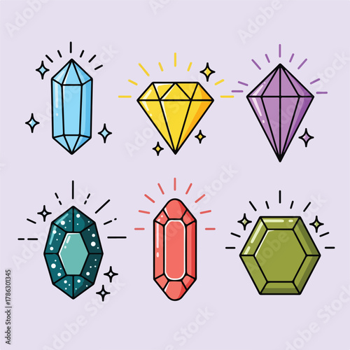 Collection of colorful faceted gemstones and diamonds