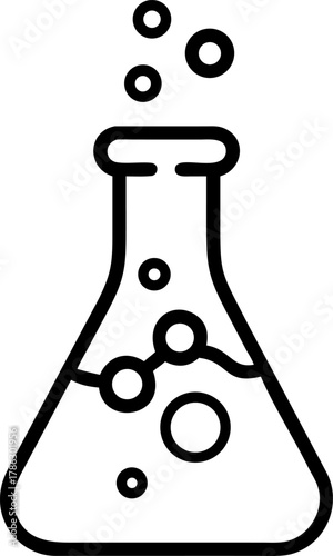 Laboratory flask with bubbling liquid and air bubbles