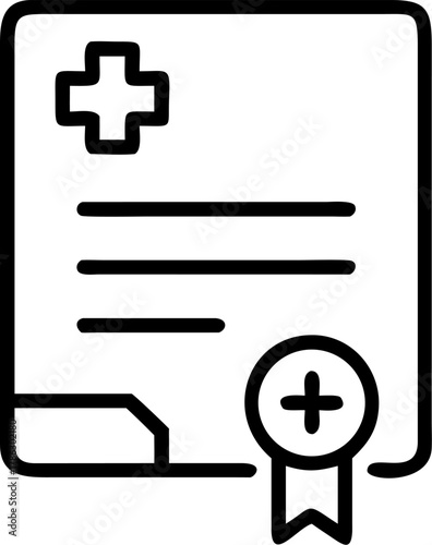 Medical document with cross symbol and ribbon