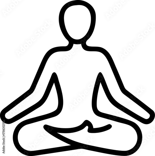 Simple line art icon of a person meditating in lotus pose