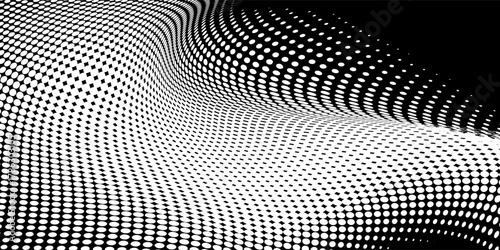 Flowing Wave Dot Halftone Pattern  Curve Gradient Shape on Transparent Background. Modern creative trendy design in vector EPS 10