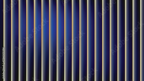 Abstract blue background with vertical metallic blinds