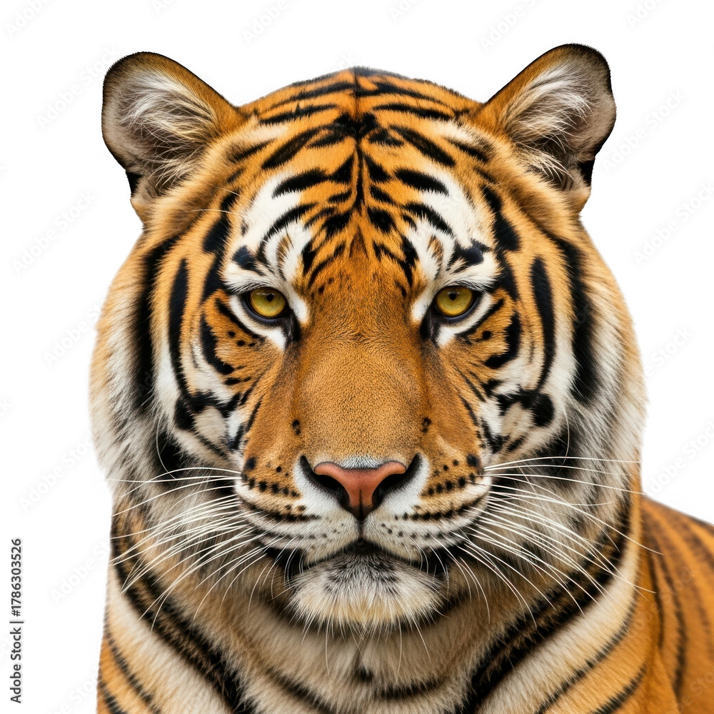 Naklejka premium Majestic tiger face isolated on transparent background