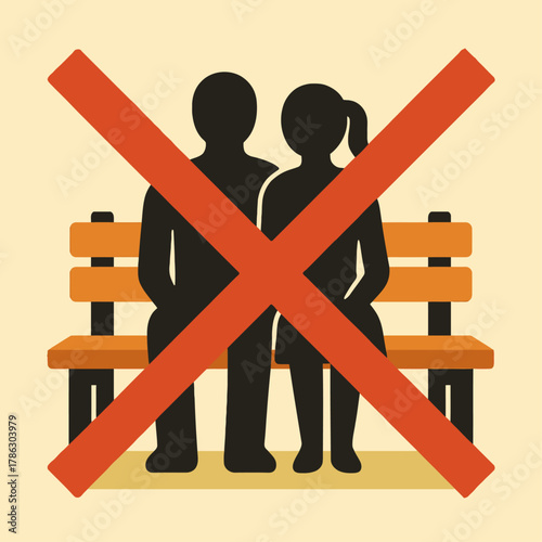 Forbidden Public Dating or PDA Prohibition Sign Illustration