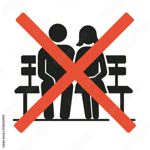Forbidden Public Dating or PDA Prohibition Sign Illustration
