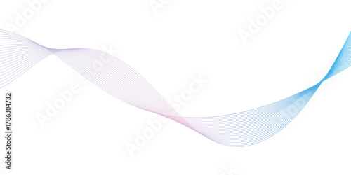 Abstract vector dot particles wave flowing smooth curve blue purple gradient color on white background