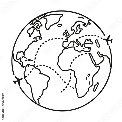 A clear vector outline icon illustrating sustainable and eco-friendly air travel.