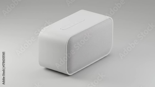 Minimalist white electronic device on a smooth surface, showcasing modern design and simplicity