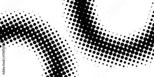 Abstract black dots forming a dynamic wave pattern on a clean white background. EPS 10