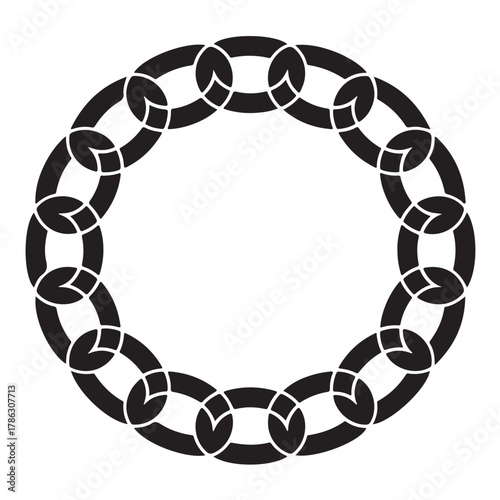 Illustration of a circle of interlocked chain links isolated on white background