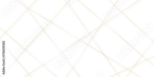 Abstract minimalistic white background with elegant intersecting golden lines forming a geometric pattern. random chaotic line and creative geometric many square, triangle shape background.