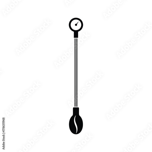 Black coffee bean with pressure gauge icon meter