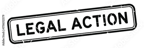 Stamp graphic indicating legal action