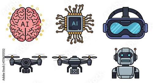 This illustration showcases the convergence of artificial intelligence and technology, highlighting the potential of innovation and robotics for shaping the future