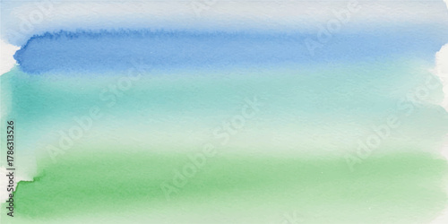 Abstract watercolor gradient background blending blue green and teal hues creating a serene and calming effect