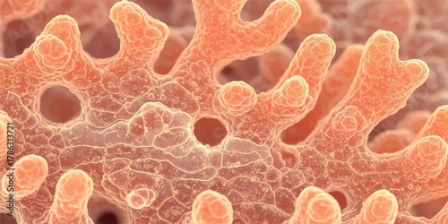 Close-up of coral-like structure showcasing intricate patterns and textures ideal for scientific or abstract backgrounds