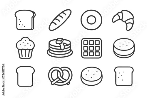 Pretzel english icon icons croisst pancake vector toast baguette breads muffin breakfast