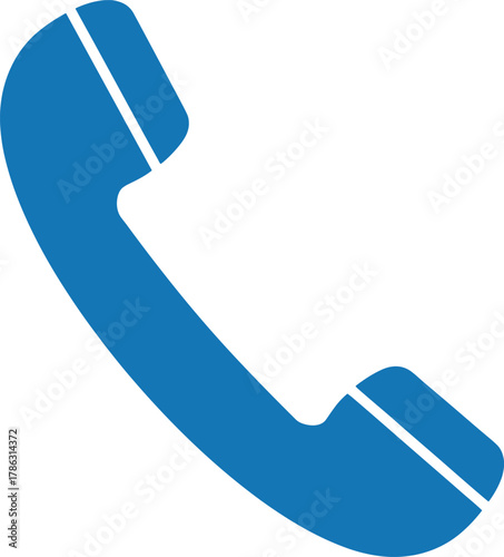 Blue telephone handset icon on white background communication symbol vector