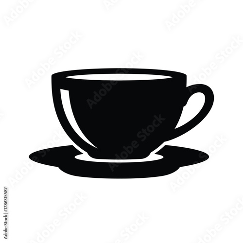 Black coffee cup and saucer silhouette drink