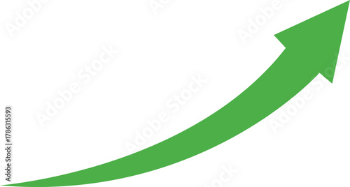 Green arrow pointing upwards on a white background representing growth increase