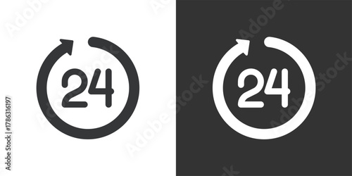 24 Hour icon. Solid glyph series icon