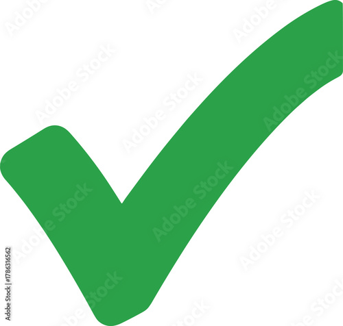 Green check mark symbol on white background simple graphic tick