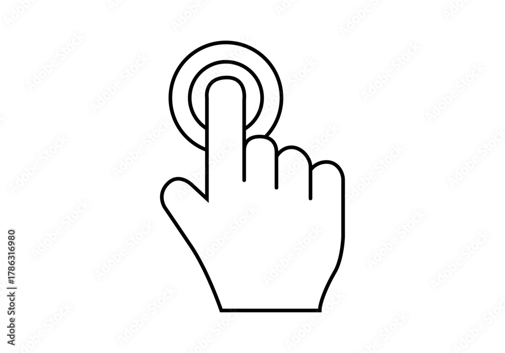 Icono negro de pulsar botón con dedo