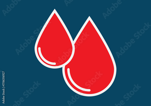 Dos gotas de sangre en fondo azul oscuro