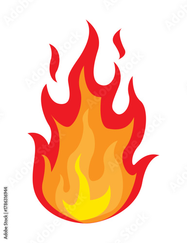 Llama de fuego en fondo blanco