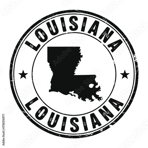 Louisiana state silhouette stamp emblem