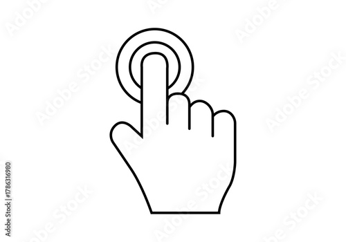 Icono negro de pulsar botón con dedo