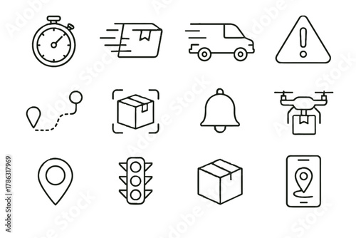 Box icons pin delivery fast smart vector drone alert app signal icon