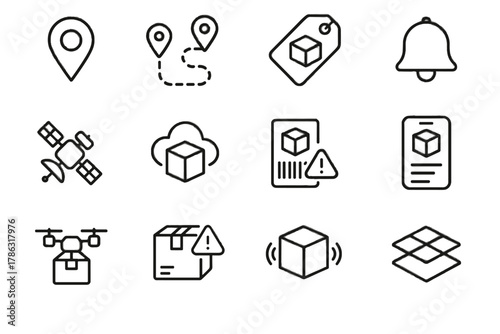 Alert barcode vector icons satellite path digital gps interface storage icon map