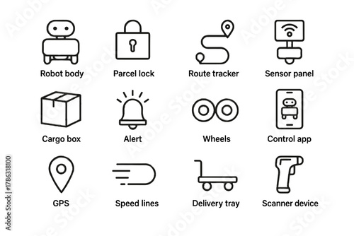 Delivery control pin gps scanner smart lock device icon logistics vector speed