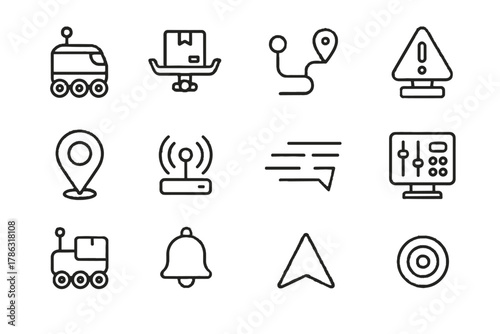Last tray mile cargo lines delivery arrow vector monitor icon sensor indicator