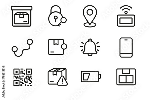 Notification vector mailbox code delivery line battery tray icons icon parcel lock