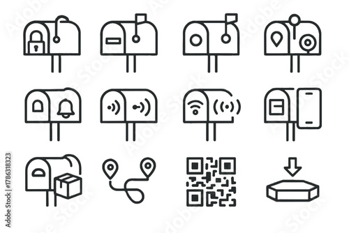 Notification vector icons icon parcel mailbox alert slot qr bell smart connected